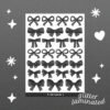Coquette Bows - Black - Post Coquette Bows Glitter Sticker Sheet