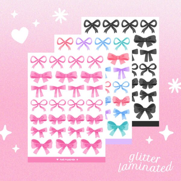 Coquette Bows - Post Coquette Bows Glitter Sticker Sheet