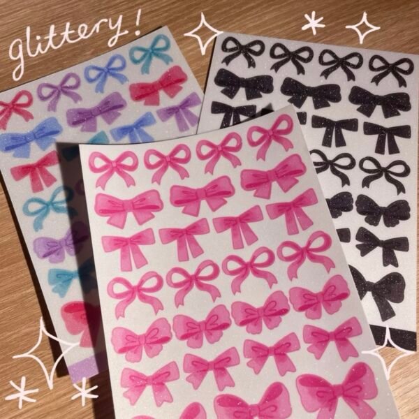 IMG_1657 Coquette Bows Glitter Sticker Sheet