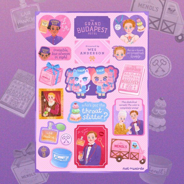 The Grand Budapest Hotel - Wes Anderson Homage Fanart Sticker Sheet